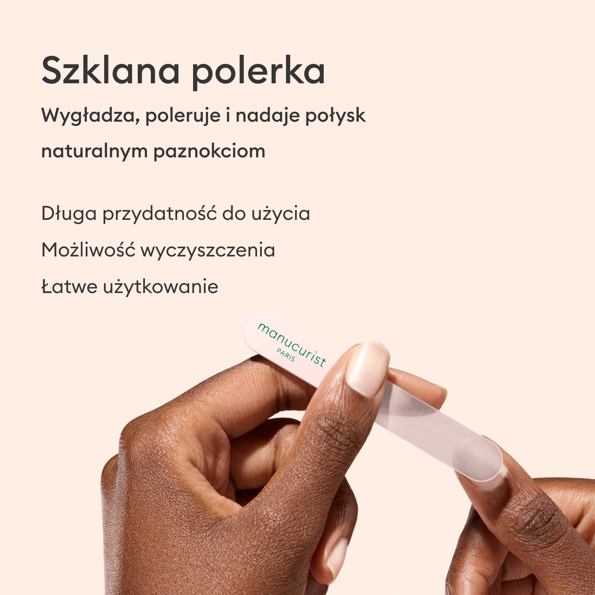 Manucurist Trio Akcesoria – Ekskluzywny zestaw w tubie ze szklaną pilniczką do paznokci, polerką i kopytkiem do skórek – Akcesoria do pielęgnacji paznokci