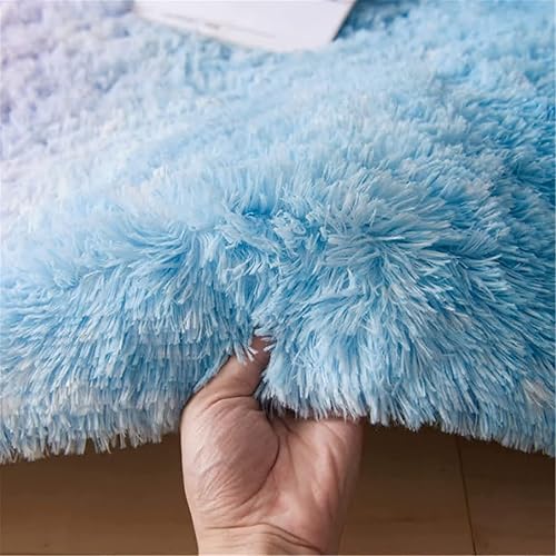 Vista 24 de Meeting Story Alfombras de área de color arcoíris, alfombras peludas de teñido anudado, suaves y mullidas para niñas, sala de estar, dormitorio