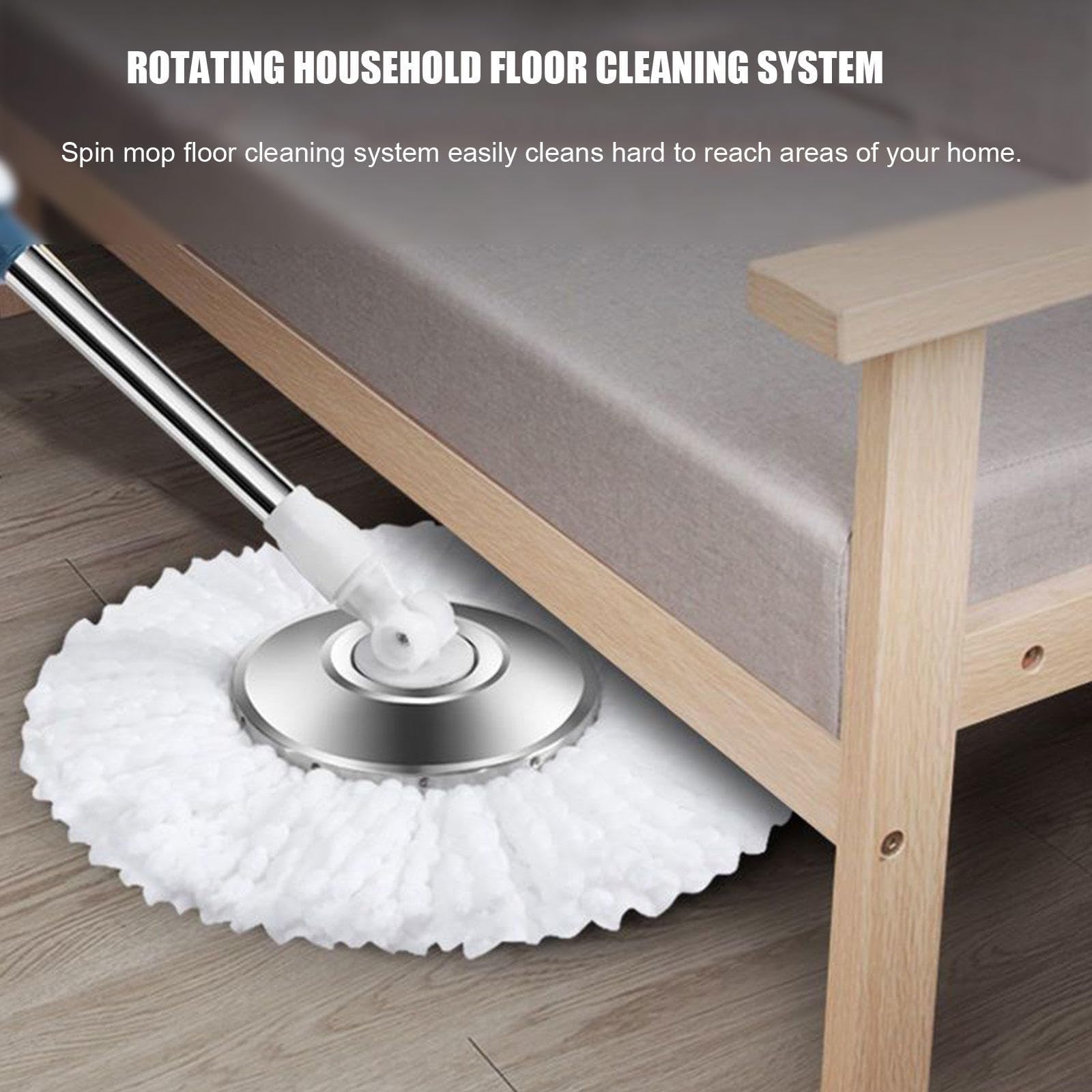 AMNOOL Sistema de Limpieza de Pisos Spin Mop & Bucket - Cubo de Fregona Giratoria 360 para Limpieza en Húmedo/Polvo para El Hogar, con 5 Recambios de Cabezales de Repuesto de Microfibra