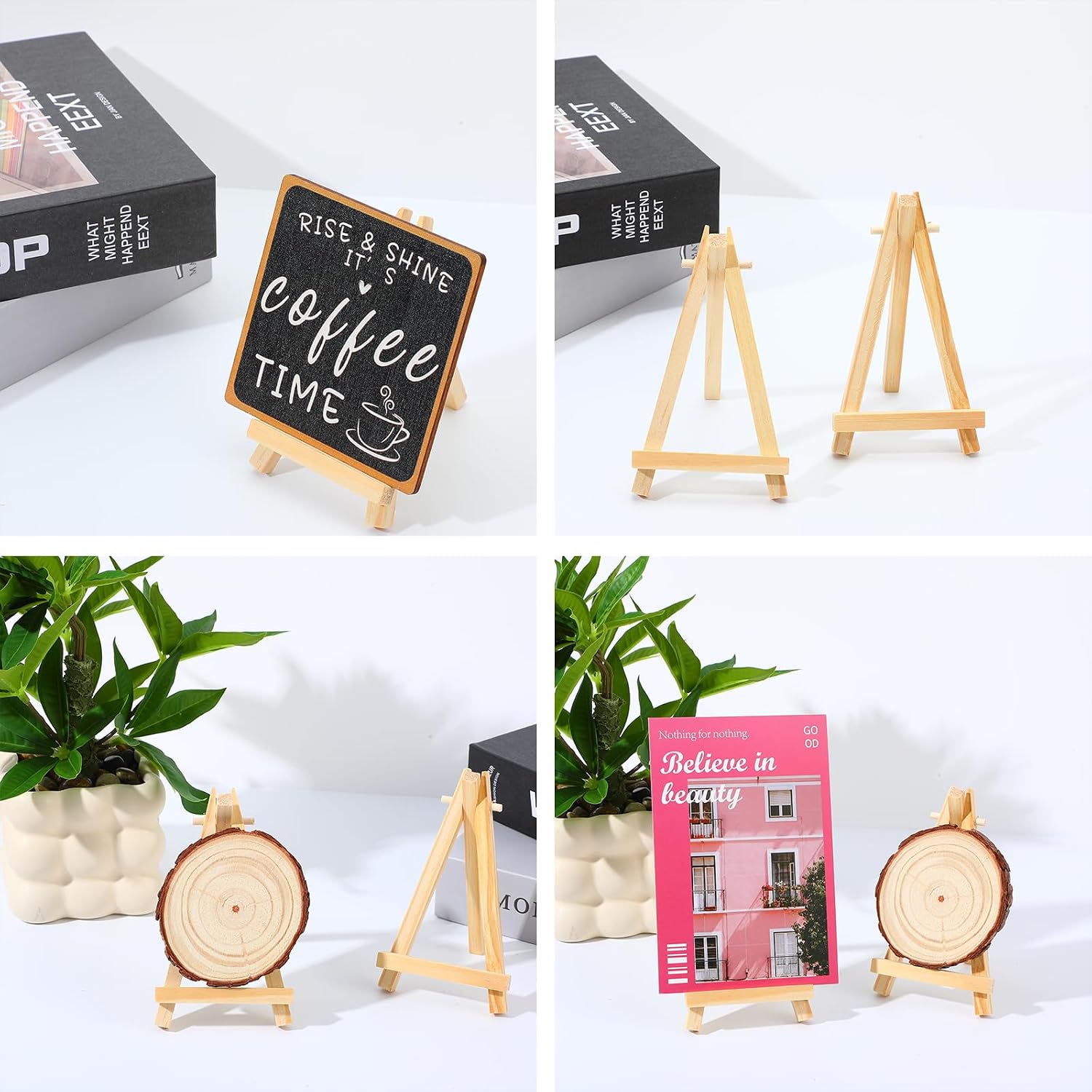 60 Pcs 5 Inch Wood Mini Easel, Art Craft Painting Small Display Easel Natural Wooden Tripod Holder Stand, A-Shaped Mini Wood Easels for Display Small Canvases Cards Photos DIY Crafts