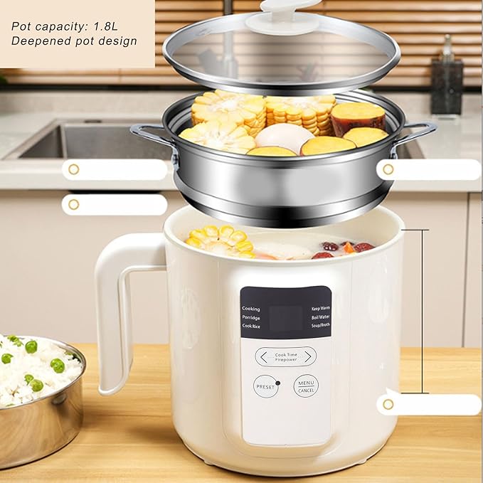 Olla Eléctrica Yosoo 1.8L, Antiadherente, con Canasta y Cuenco al Vapor miniatura 2