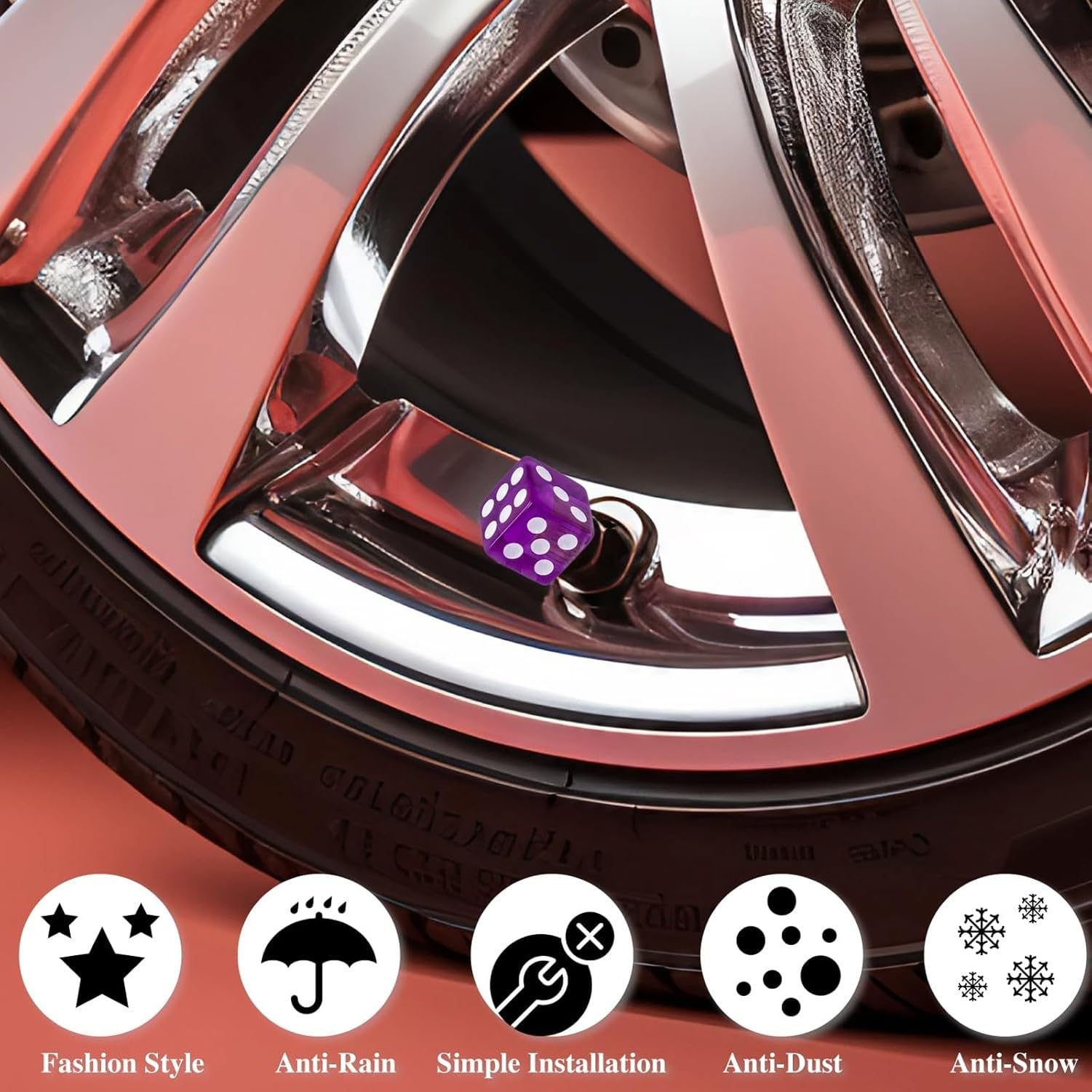 4PCS Tappi Valvola Pneumatici Forma Dado in Metallo, Coperture Valvole Polvere Universali con Nucleo di Rame per Auto, SUV, Furgoni, Moto, Bici, Viola, 8 Pezzi