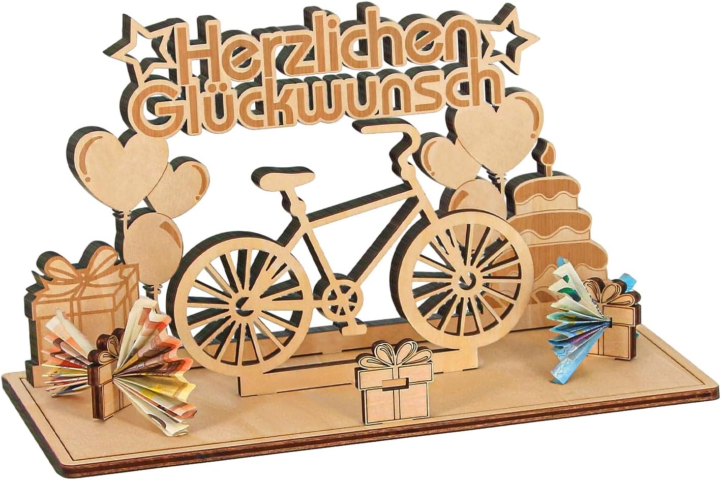 25. Geburtstag Geldgeschenk Aufsteller - Holz-Geschenk Mit Karte, 32x20cm, Für Jubilare