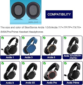 Arctis 7 Ear Pads - Replacement Earpads Ear Cushions for SteelSeries Arctis 7/Pro/9/9X/5/3/1 Headset Headphone(Black)