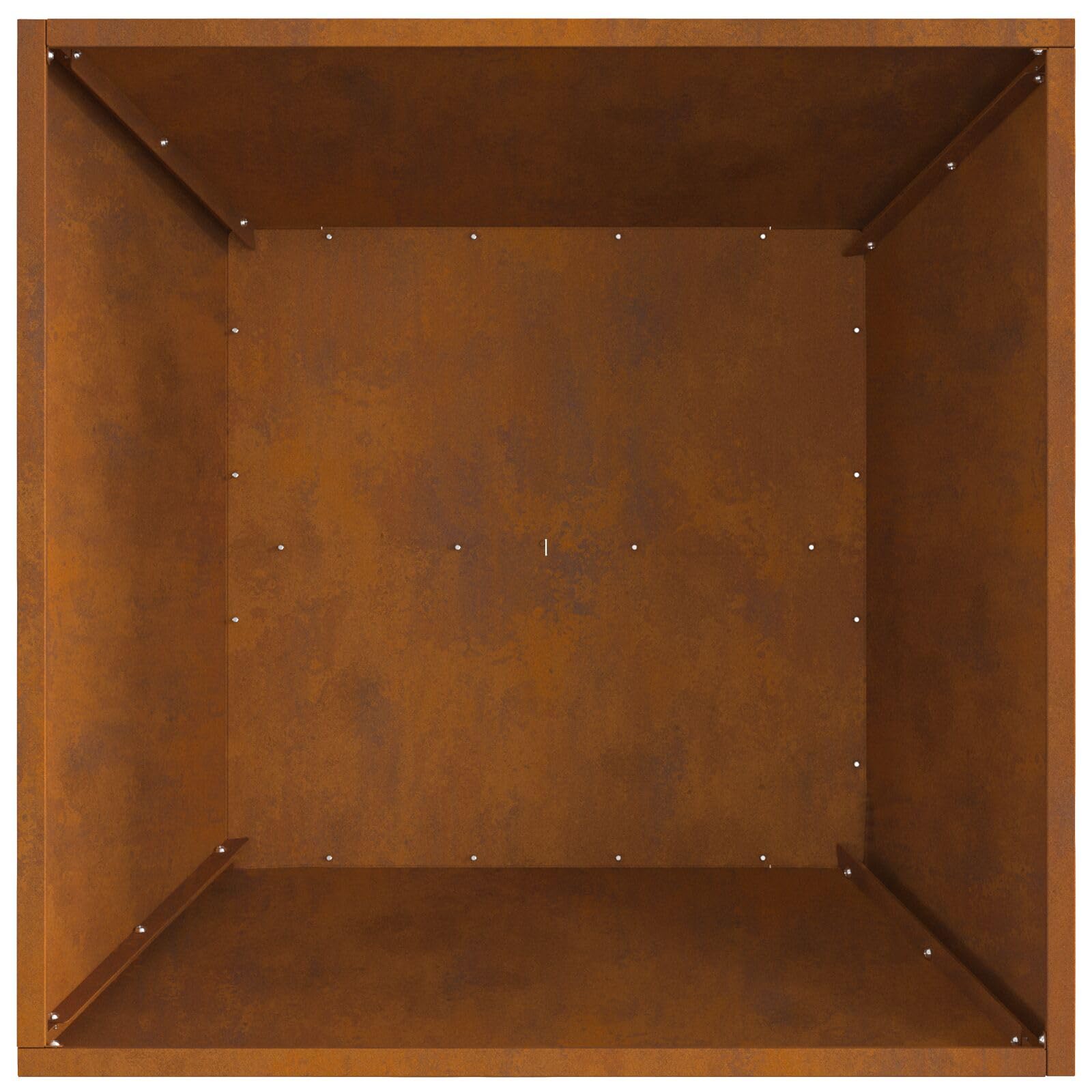 Gecheer Focolare Quadrato, Riscaldamento Esterno Portatile 60 x 60 x 30 cm in Acciaio Corten per Riunioni all'Aperto, Barbecue e Serate con Amici e Famiglia