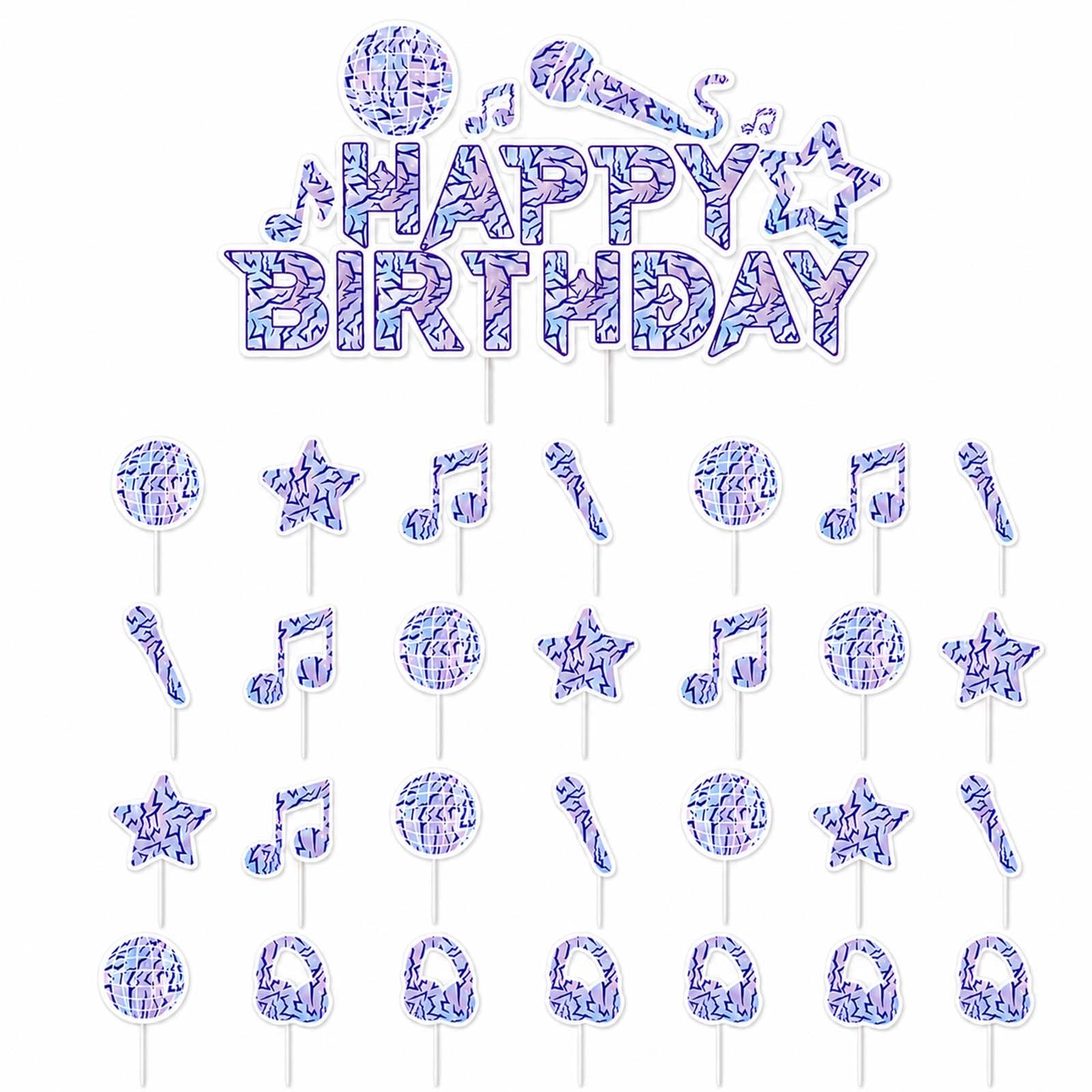 25-Pack Demon Cake Topper, Paper Cake Decorations with Big and Small Sign Sticks, Kpop Party Decorations
