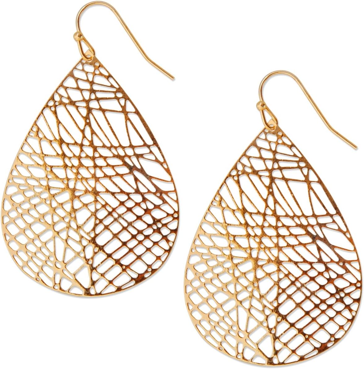 Boho Dangle Earrings for Women - Gold, Rose, or Silver Tone Lightweight Geometric Filigree Dangly Earrings