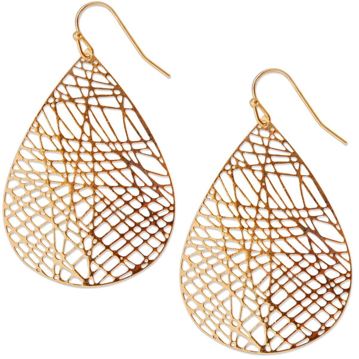 Boho Dangle Earrings for Women - Gold Rose or Silver Tone Lightweight Geometric Filigree Dangly Earrings