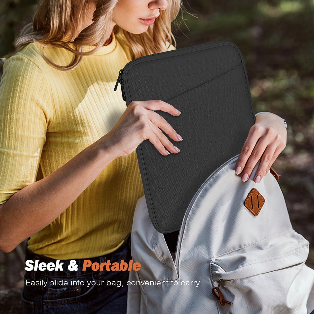 MoKo 13 Inch Tablet Sleeve Bag, Compatible with 13 Inch New iPad Pro M5 & Air M3 2025, iPad Pro 12.9 inch M2&M1, Galaxy Tab S8+/S9+ 12.4", Waterproof Bag Carrying Case with Pocket, Dark Gray - Image 6