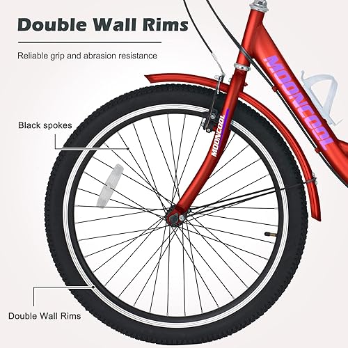 Vista 29 de H&ZT Triciclo para adultos, bicicleta de 3 ruedas, triciclo crucero, con engranaje de 7 velocidades, mango de freno de estacionamiento, escalón