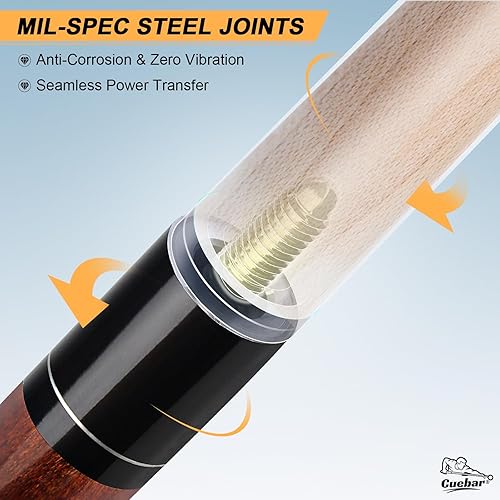 Miniatura 5 de Palo de billar para adultos - Taco de billar de arce de 2 piezas de 58 pulgadas con punta de 13 mm y empuñadura de lino - Elija entre 8 colores y 4