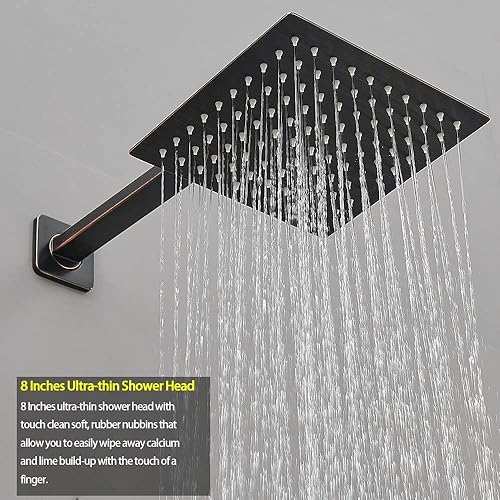 Miniatura 56 de Sistema de ducha de níquel cepillado para baño, mezclador de lluvia de lujo, conjunto combinado de ducha montado en la pared, sistema de cabezal