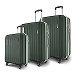 Safari Genius Alley Set of 3 (Cabin + Medium + Large) Trolley Bags Hard Case Polypropylene, 4 Wheels, 360 Degree Wheeling Luggage, Suitcase for Travel, Trolley Bags for Travel, Deep Forrest