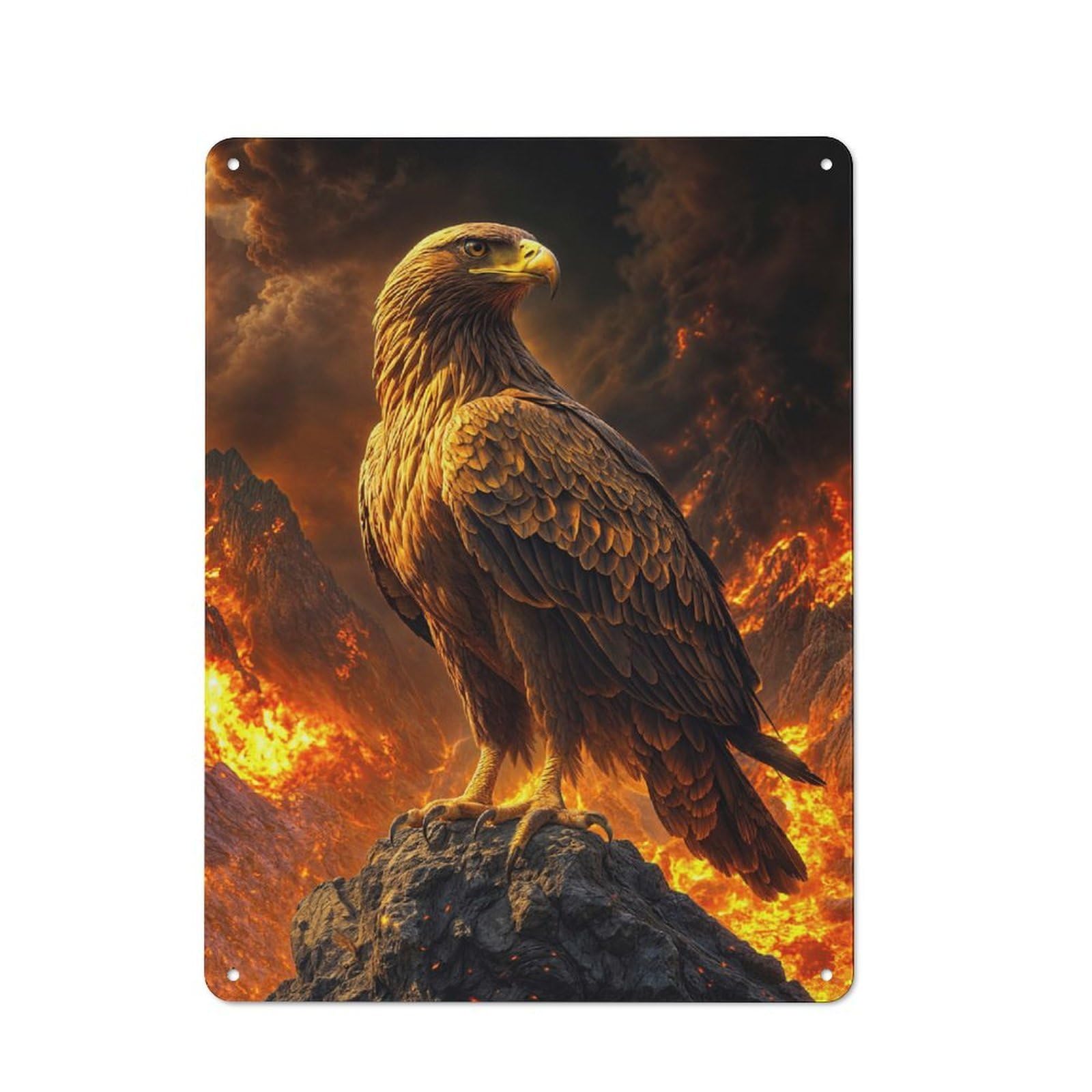 Junmoney Style Man Cave Golden Eagle Poster Tin Wall Sign, Wall Decor For Workshop, Shed And Game Room, 40X30cm