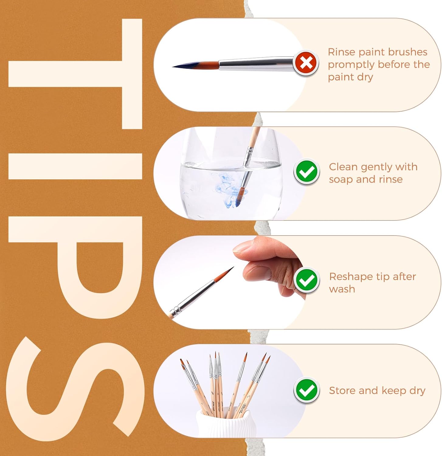 Golden Maple Tiny Paint Brushes, 10Pcs Detail Paint Brushes Artist Mini Paint Brush for Crafts, Touch Up, Miniature, Watercolor and Paint by Numbers for Beginner