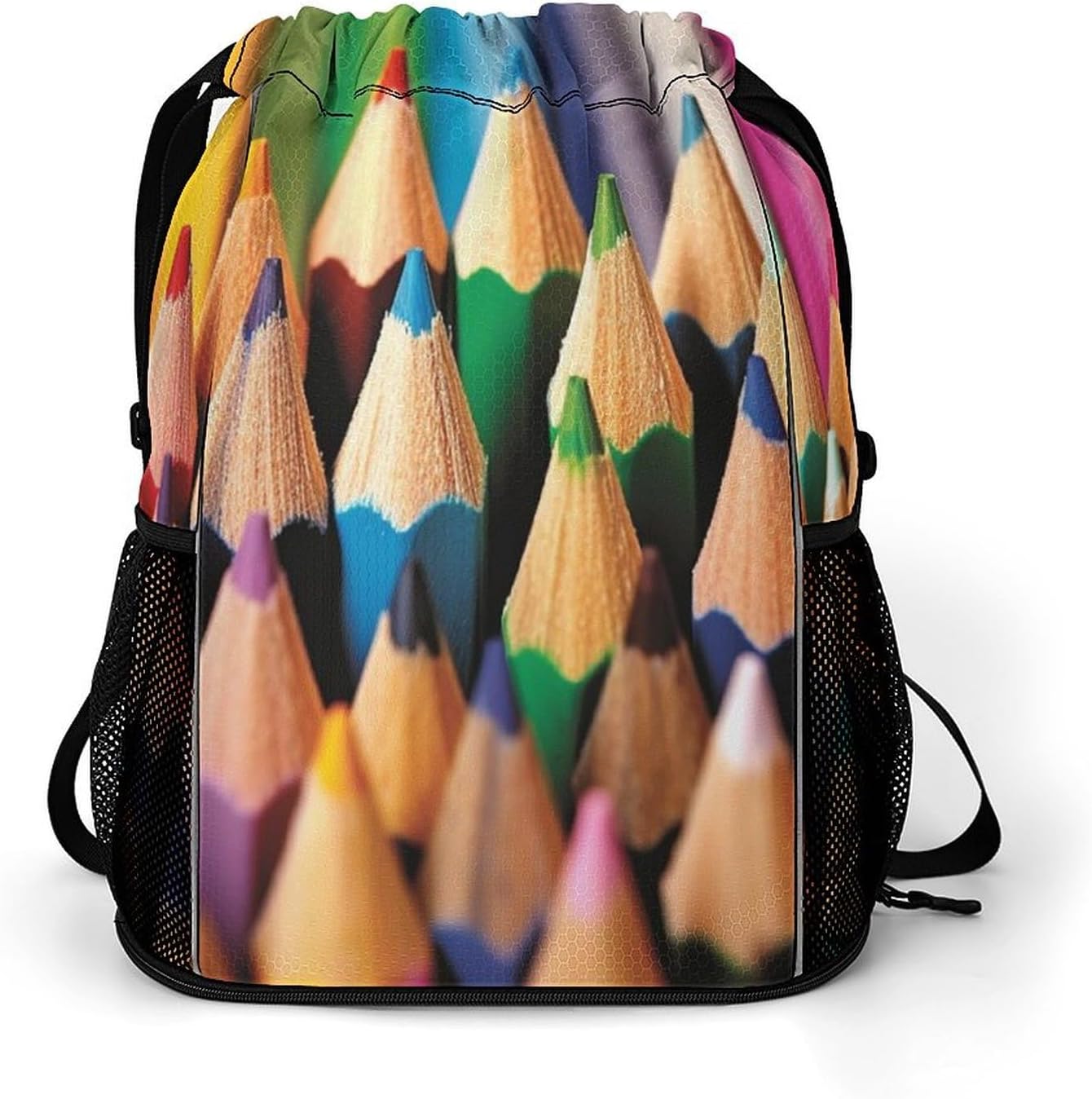 Colorful Pencils Drawstring Backpack Sports Gym Bag Dry And Wet Separation String Sackpack Bag for Women Men