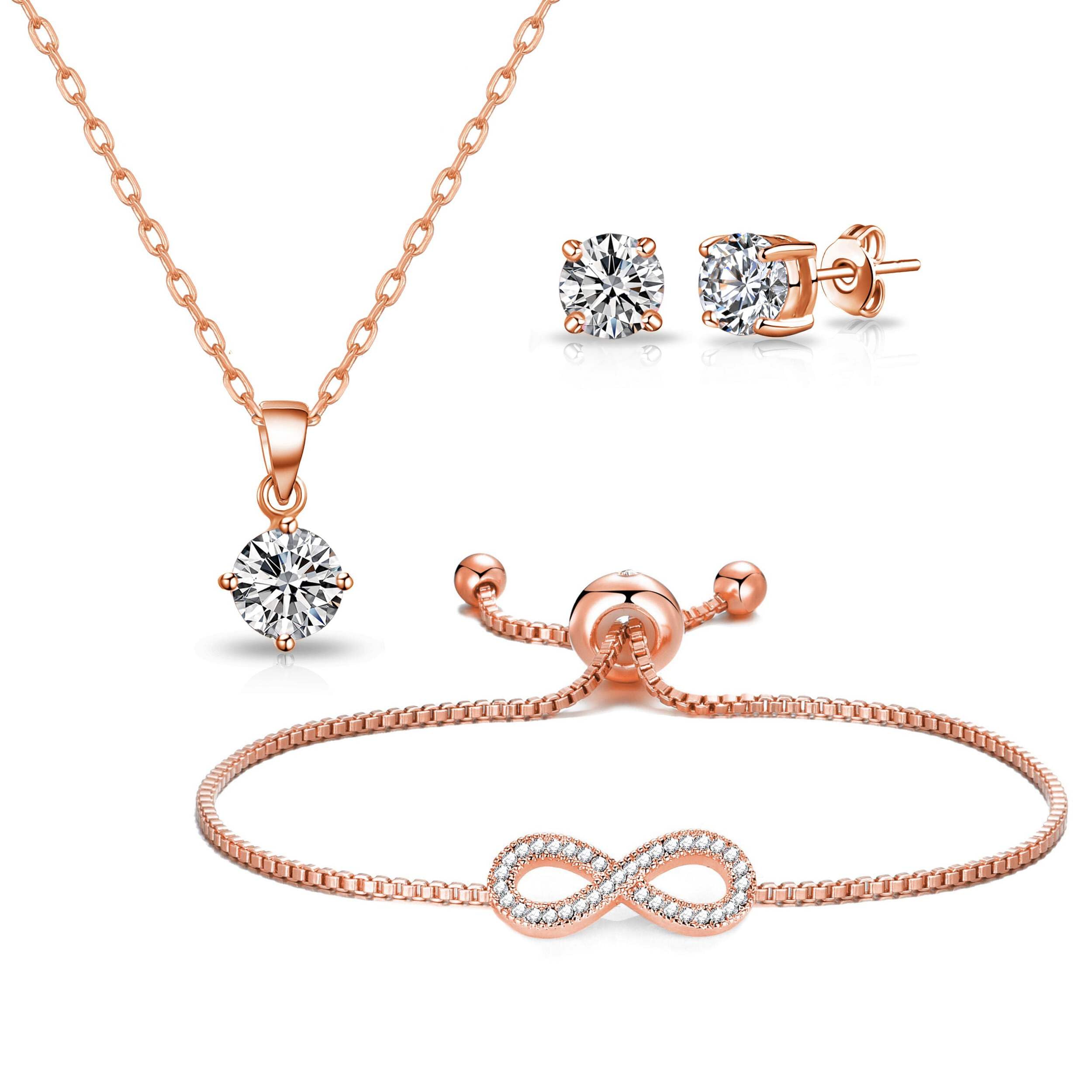Philip JonesRose Gold Plated Infinity Friendship Set Created with Zircondia® Crystals
