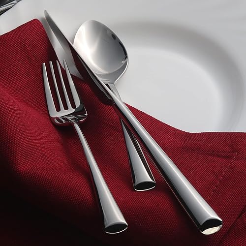 Vista 13 de Alata Potter - Juego de cubiertos forjados de acero inoxidable de 20 piezas, servicio para 4, acabado espejo, apto para lavavajillas Potter-Plata