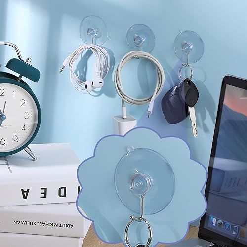 Miniatura 4 de Unittype 120 ganchos de pared con ventosa de PVC, reutilizables, transparentes, con ganchos de metal, prácticos suministros para colgar sin clavos