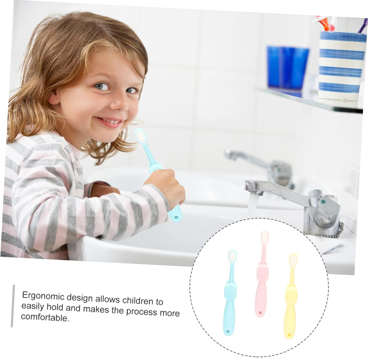 3PCS Cartoon Elephant Baby Toothbrush Set Soft Bristle Deep Clean Toothbrushes for Kids Suitable for Ages 1-5 Fun Design for Healthy Teeth