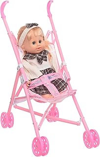 مجموعة ألعاب عرائس: عربة أطفال من السيليكون للعب الخيالي + عربة أطفال