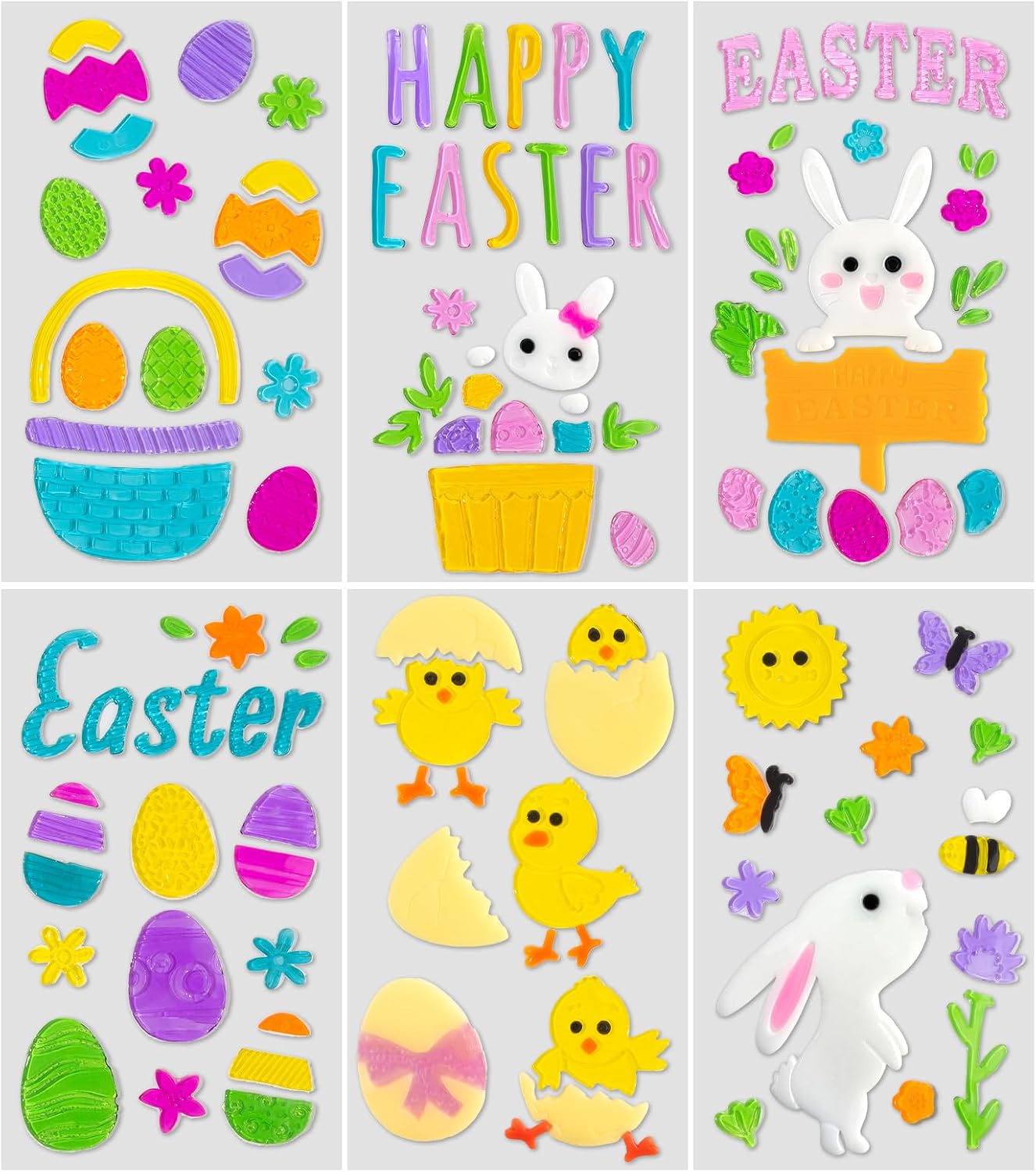 6 Pack Easter Window clings – Reusable Window Cling for Glass Windows
