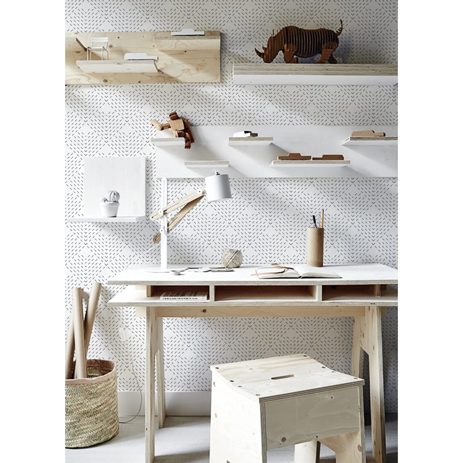 Papier peint latex lavable à motifs géométriques pour décorer un meuble de cuisine