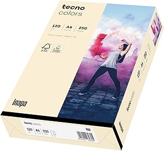 inapa farbiges Druckerpapier, buntes Papier tecno Colors: 120 g/m², A4, 250 Blatt, hellchamois
