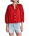 Madewell Shirred Crewneck Button-Up Top - Main View