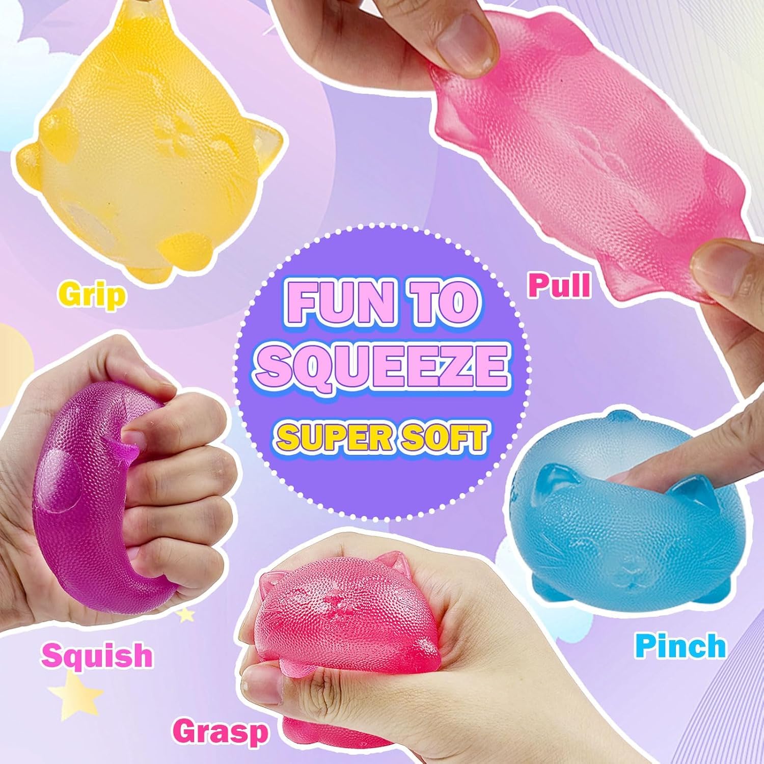 Cute Cat Squishy Stress Ball - Anxiety Relief Toy -4 Cute Cat Squishy Stress Ball - Anxiety Relief Toy -4