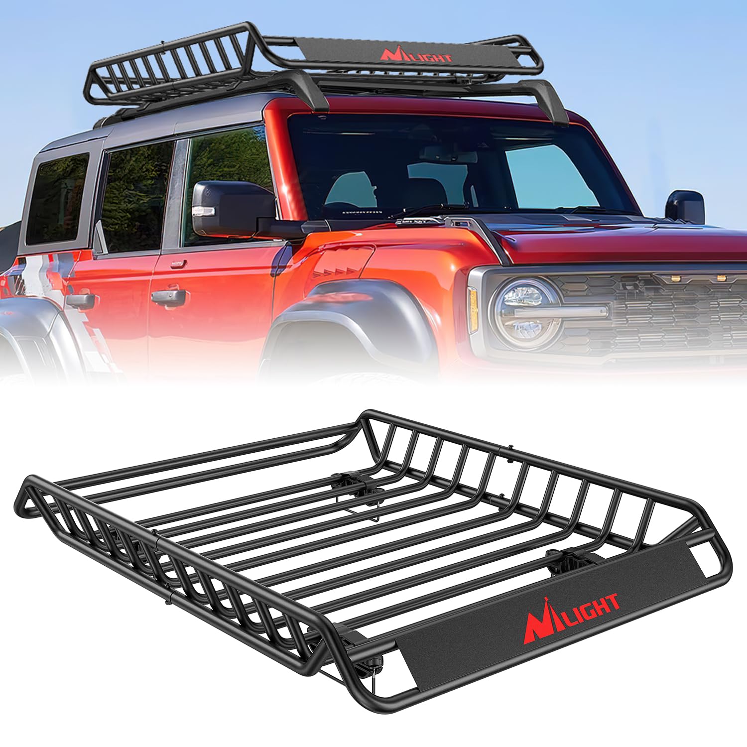 Nilight 51" x 36" x 5" Universal Roof Rack Cargo Basket | Rooftop Cargo Carrier, Luggage Holder for Vehicle, Max 200LBS Capacity, Fits SUV and Truck, Perfect for Travel
