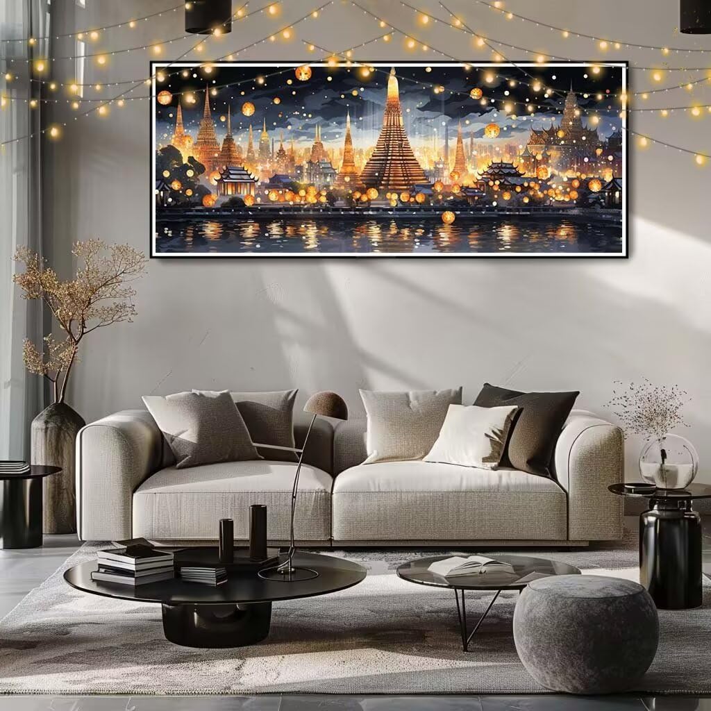 5D DIY Zestaw do malowania diamentowego Bangkok, krajobraz, diament, kryształowy ścieg krzyżykowy do dekoracji domu, pełny zestaw do malowania diamentowego, puzzle diamentowe rzemiosło dla dorosłych