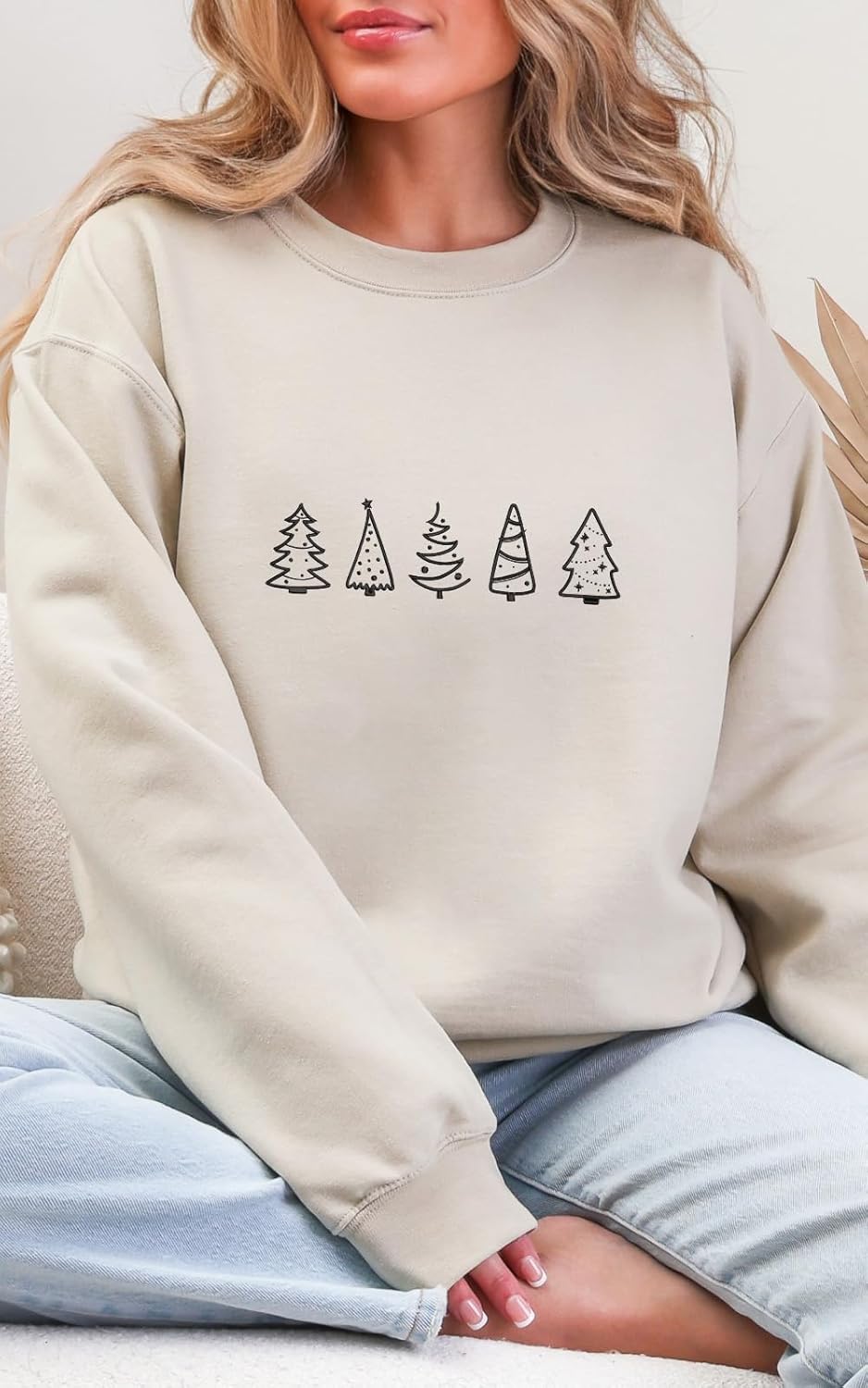Embroidered Christmas Sweatshirt Holiday Pullover Cozy Winter Embroidery Sweater for Men & Women - Image 2