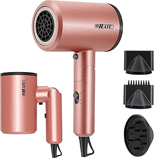 SHRATE 1875W Folding Hair Dryer, Professional Ionic Blow Dryer with Magnetic Nozzles and Diffuser for Women Men, Powerful/...