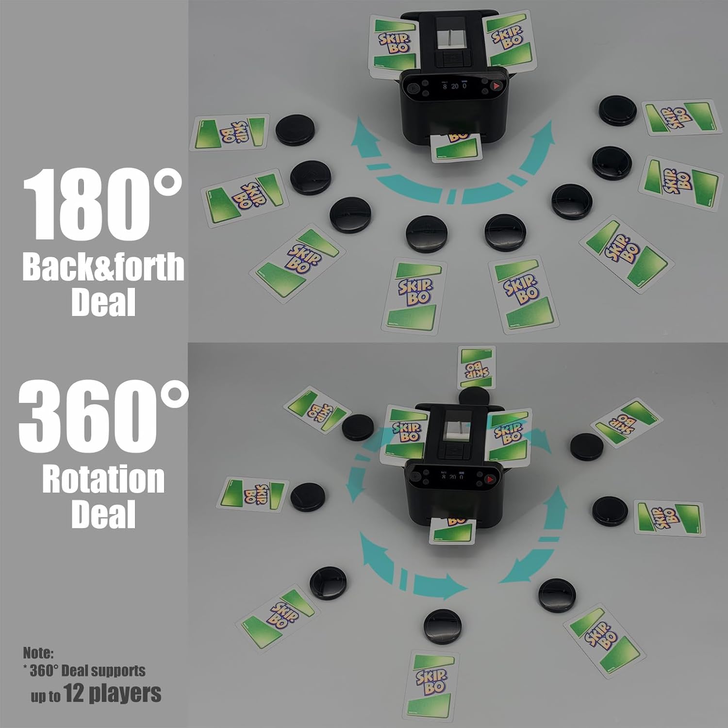 New Smart 3-in-1 Automatic Card Shuffler and Dealer(Support 12 Players) + 12 Wireless Draw Buttons