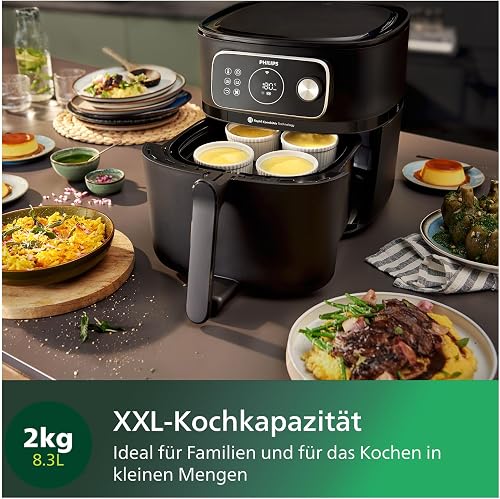 Philips Airfryer Combi Série 7000 - Air Fryer 8.3L, 22-en-1, connecté, Technologie RapidAir, jusqu'à 90% de matières grasses en moins, Application HomeID, coloris Noir (HD9876/90) - 5