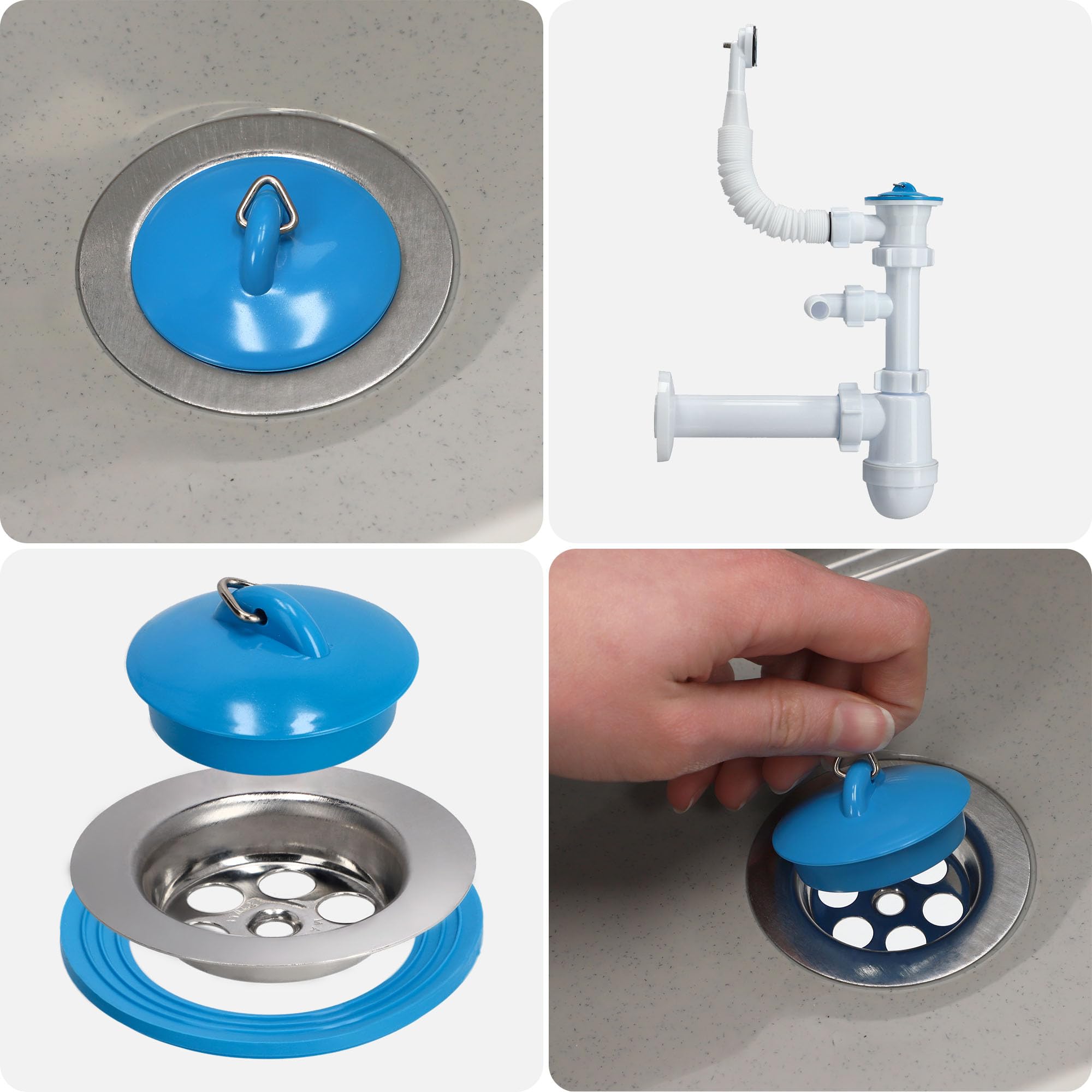 KADAX Bassin utilitaire gospo avec siphon, 46 x 37 x 20 cm, lavabo en plastique, pour lavage garage, sous-sol, buanderie, atelier, fixation murale, évier plat, accessoires inclus (gris)