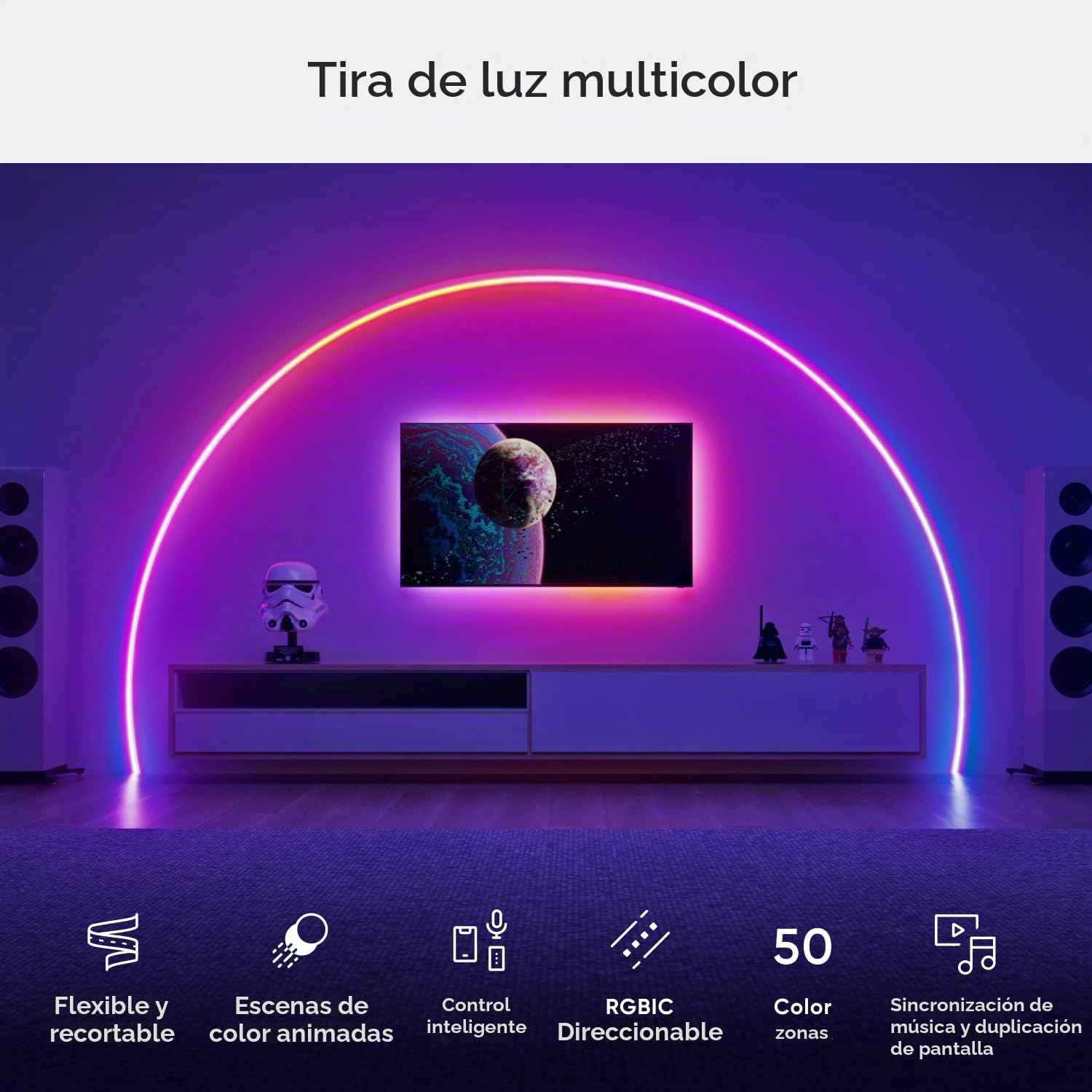 Nanoleaf Luces LED Gradientes 5M Matter Wi-Fi - Smart Sincroniza Música y Pantalla, 300 Direccionables LEDs RGB IC, Tira Recortable, App y Voz Control (Alexa Apple Google Home) Sala Fiesta Gaming