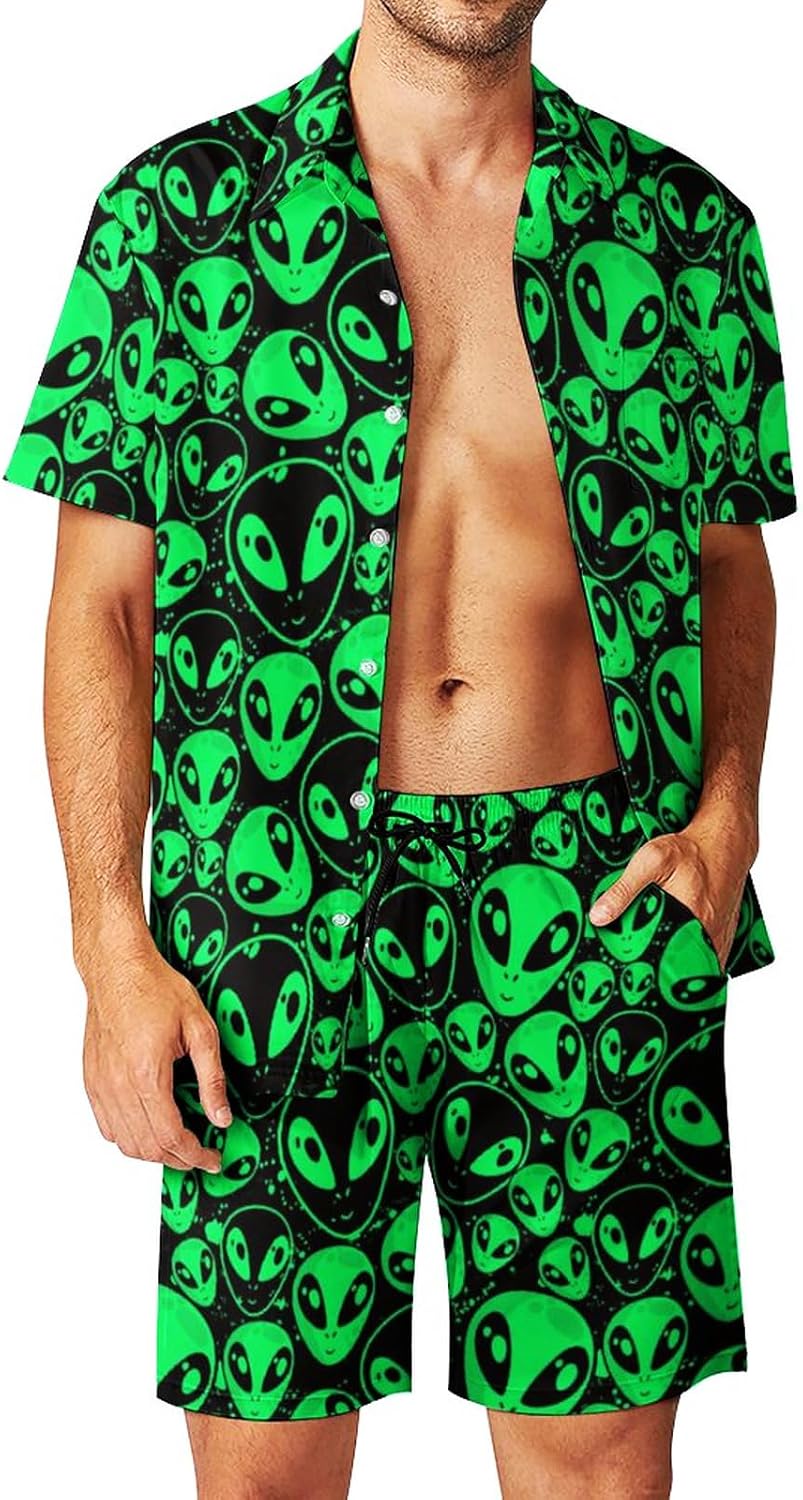 Mens Hawaiian Shirts and Shorts Set Funny Hawaiian Shirts for Men Beach Outfits Sets with Bucket Hats