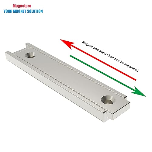 Miniatura 3 de Magnetpro Imanes rectangulares de 70 libras, tamaño de fuerza de 2.36 x 0.53 x 0.20 pulgadas, con contrapartes y agujero avellanado, imán para olla