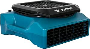 XPOWER PL-700A 1/3HP 1050 CFM Air Mover - Low Profile Carpet Dryer with Sealed Motor, Built-In GFCI Outlets & Hour Meter