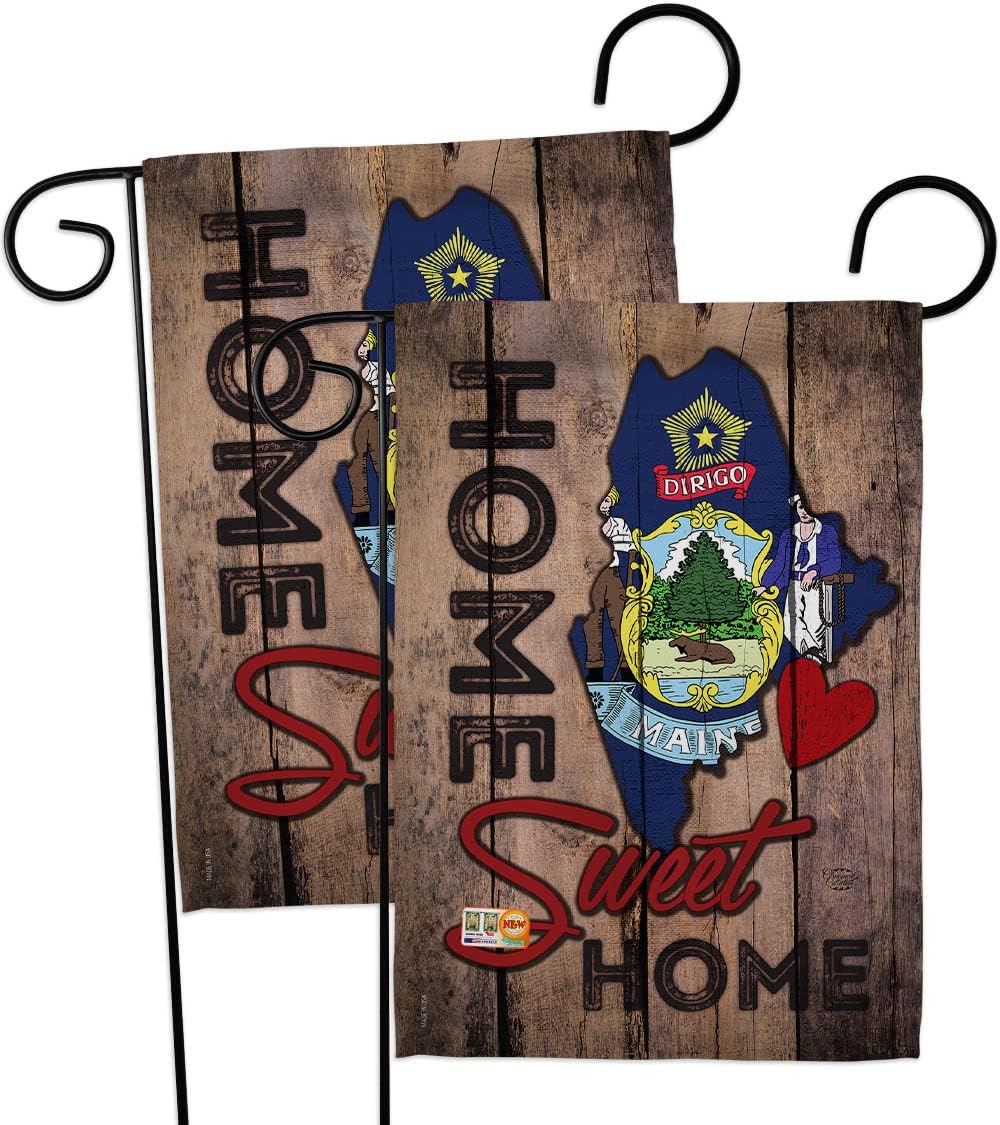 State Maine Home Sweet Garden Flags Pack Americana States USA American Territories Republic Country Particular Area Support Our Troops Small Gift Yard House Banner Made In 13 X 18.5