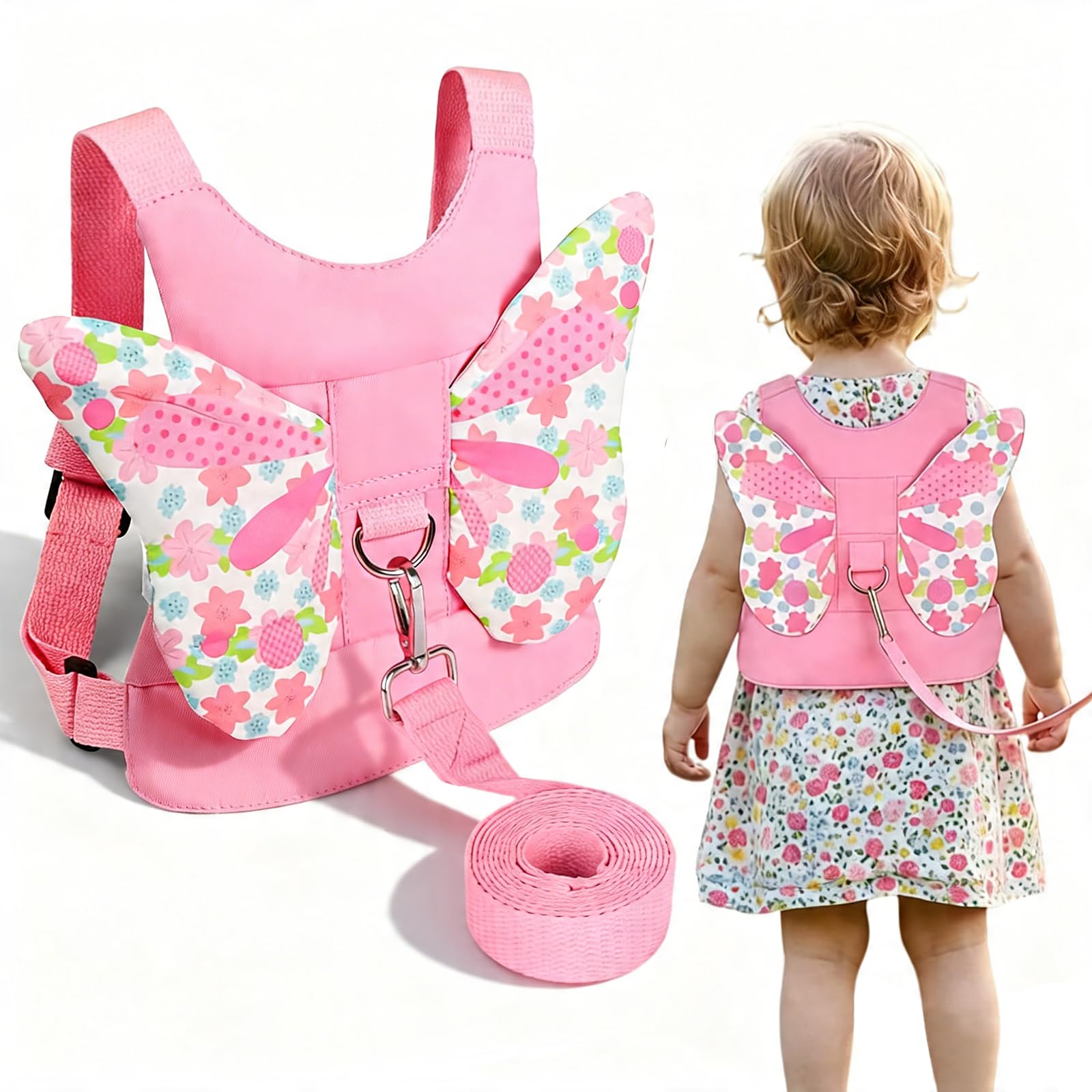 Baby Reins Anti-Lost Toddler Reins, Butterfly Wings Walking Harness with 360° Swivel Rein, Adjustable Child Safety Leash for 1-3 Years Old