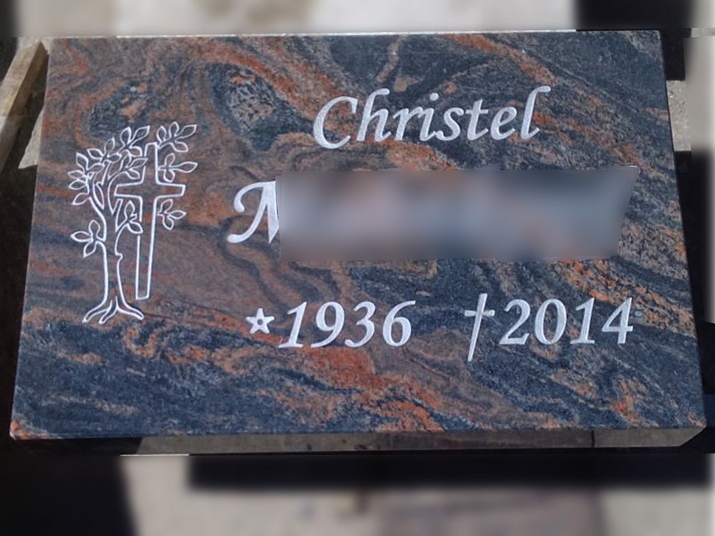 designgrab Plaque funéraire en granit Gneis Halmstad/Barap/Hollandia avec nom et prénom, date de naissance et de décès
