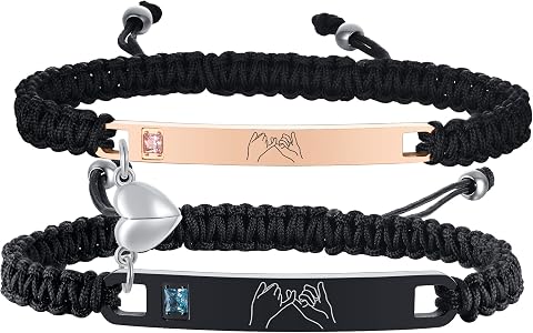 Personalized Couple Bracelet Set - Custom Name Relationship Jewelry for Men and 
