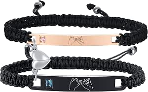Personalized Couple Bracelets Set with Custom Name Engraving