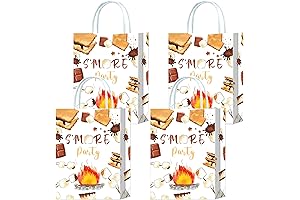 S'More Goodie Bags with Red Ribbon Adhesive Cookies Party Favors Christmas Candy Bag (16 Counts)
