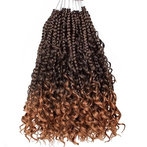 Miniatura 71 de Beverlee Trenzas de Caja Bohemias de 14 Pulgadas 8 Paquetes Trenzas de Caja Goddess Cabello de Ganchillo Trenzas Bohemias Hippie Cabello