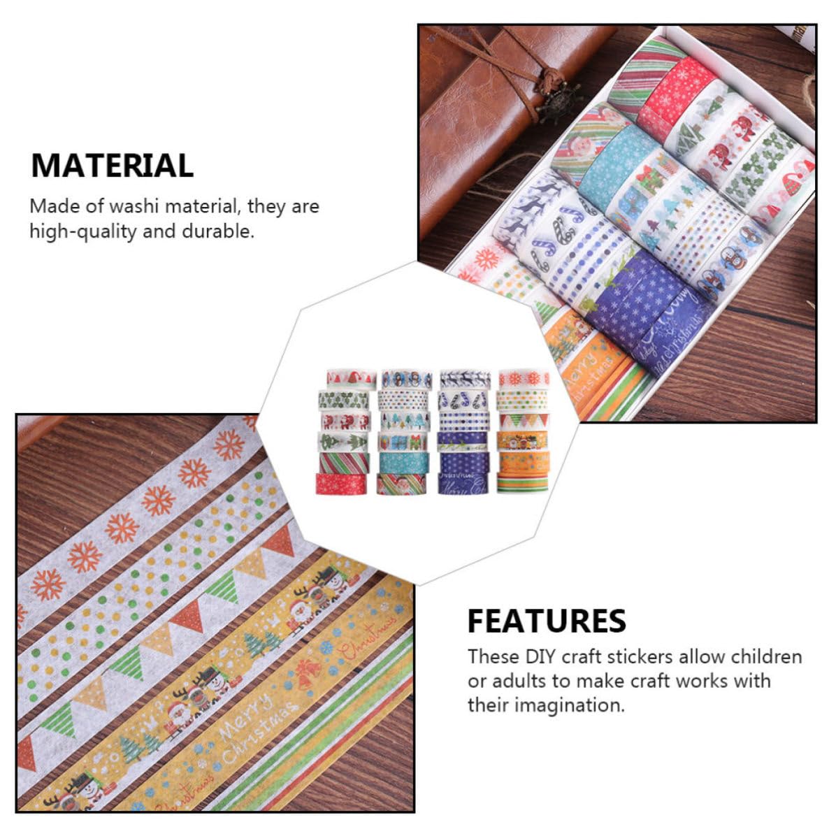 BESPORTBLE 96 Rollos Cinta Washi Navideña Creativa para Manualidades,