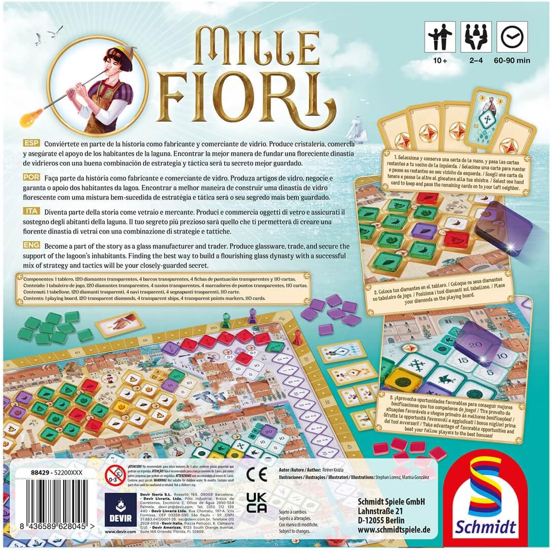 DEVIR - Mille Fiori, Board Game, Ingenious Board Game, Board Game with Friends and Family, Board Game 10 Years (BGMILLEEC)